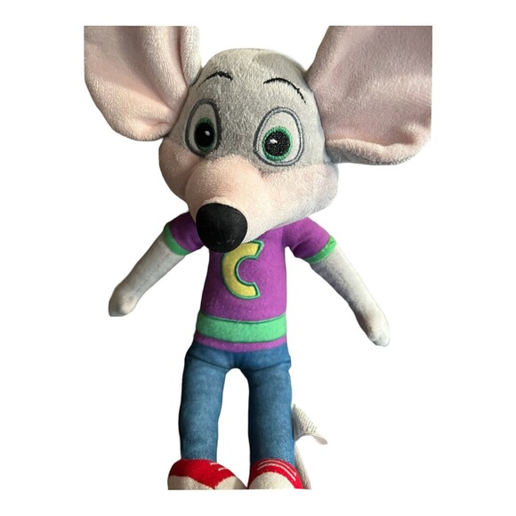 Chuck E Cheese Plush 13 In Mouse Purple Green Shorts Pizza Soft Chucky 2013 - Picture 1 of 6